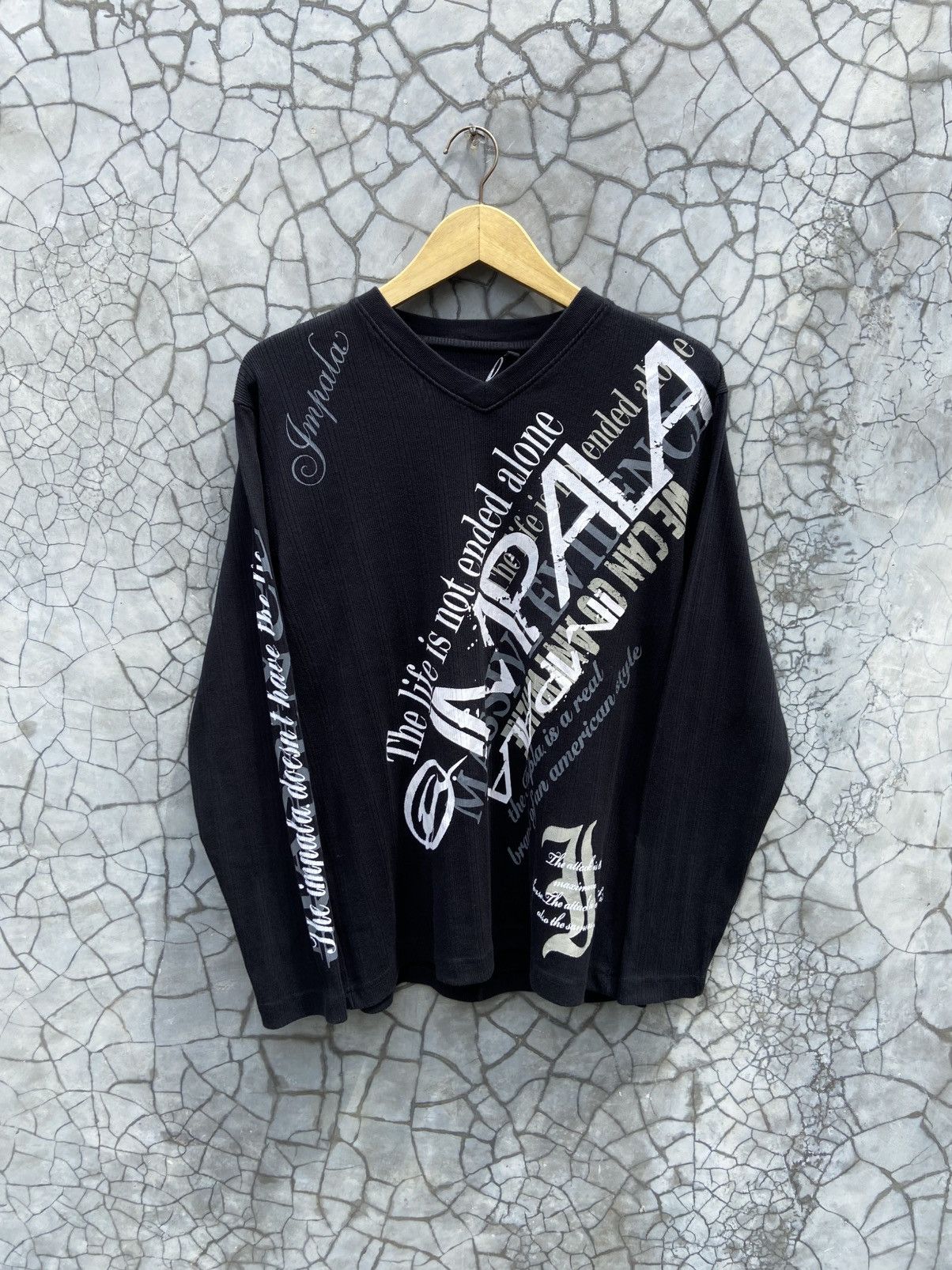 2000s Impala Poem Goth Graphic Embroidery Thermal Longsleeve