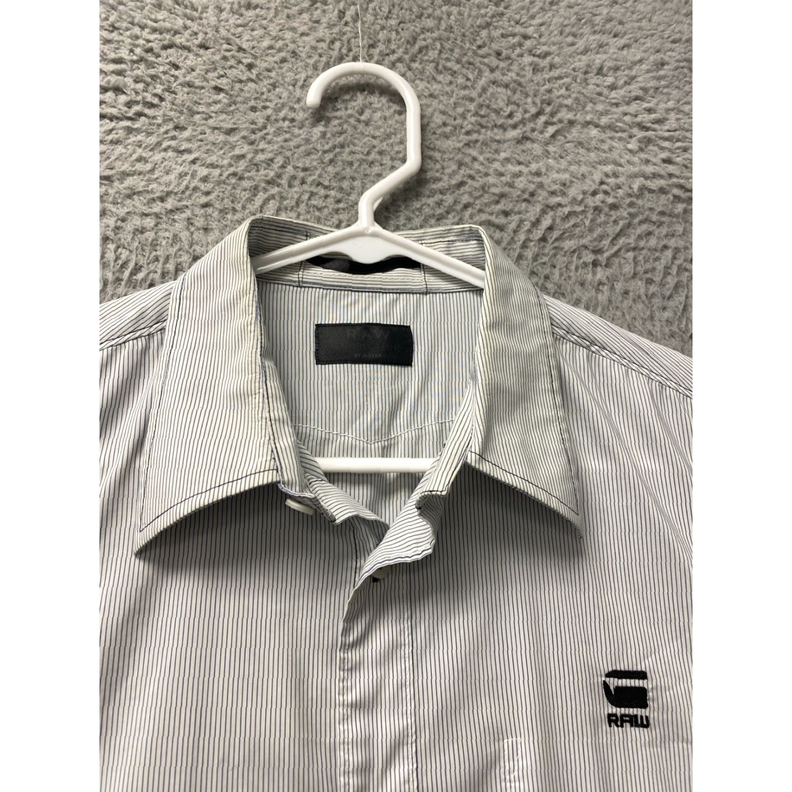 G-Star G-Star Raw Men's Plaid Button-Up Shirt Long Sleeve Casual 82-87 M Gray Stripes Size US M / EU 48-50 / 2 - 3 Thumbnail