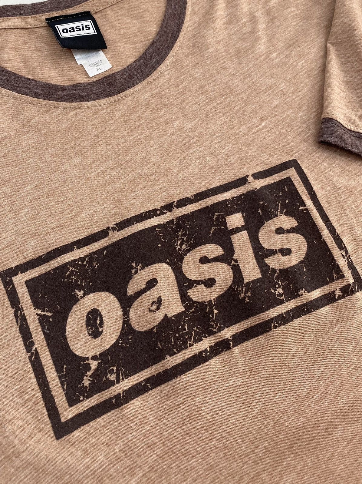 Band Tees Oasis Band Classic Logo Brown Ringer Tee Size US XL / EU 56 / 4 - 4 Thumbnail