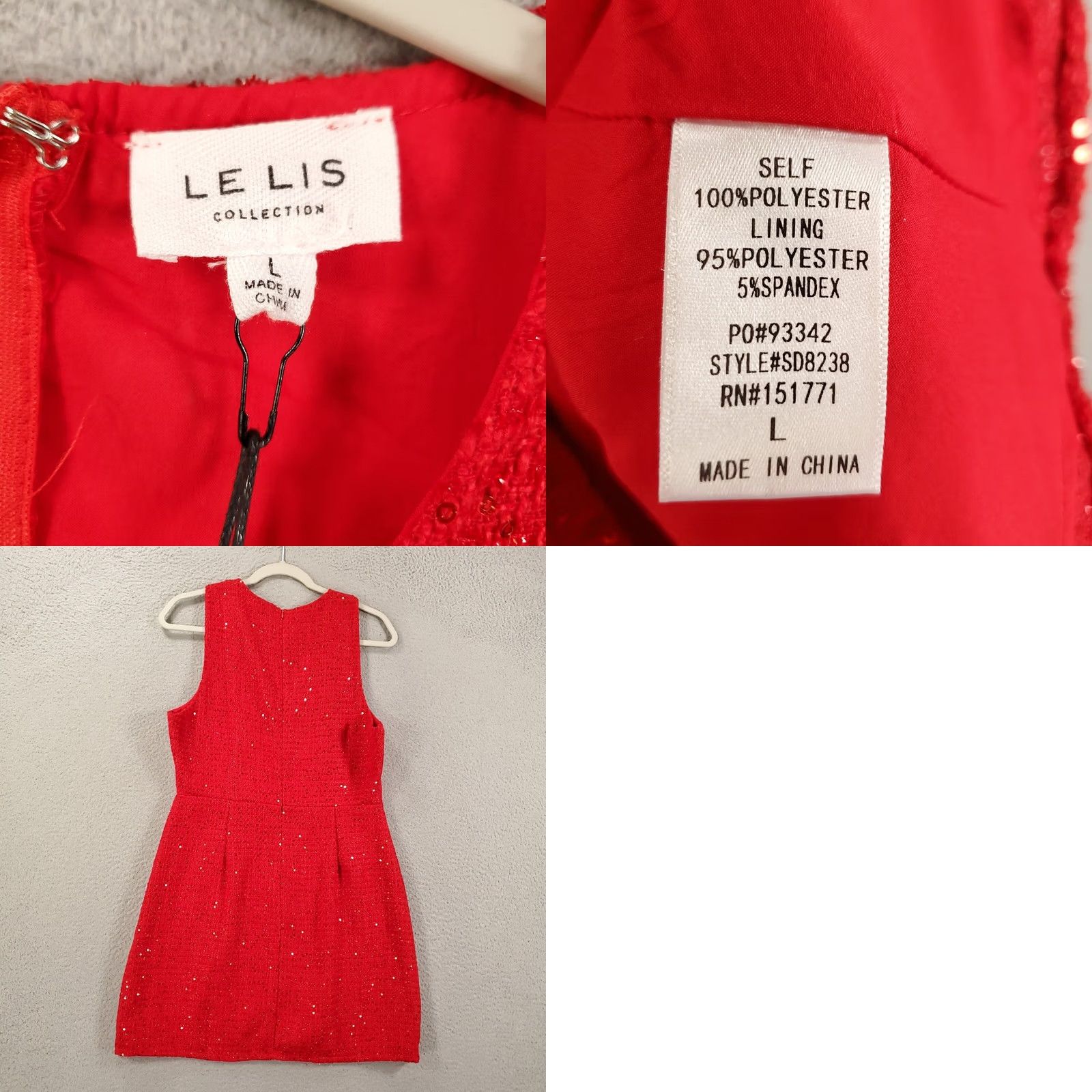 Vintage VINTAGE? New Le Lis Collection Dress Womens L Red Sparkle Sequin Mini Back Zip Lined Size L / US 10 / IT 46 - 8 Thumbnail