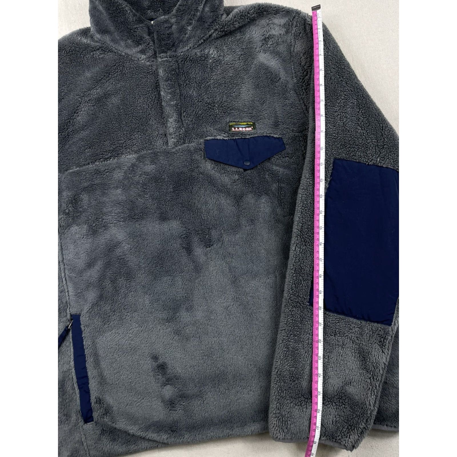 Vintage VINTAGE LL Bean Mens Pullover 1/4 Zip Fleece XL Gray Navy 90s All Seasons Thick Warm Pocket Elbow Patches Snap Size US XL / EU 56 / 4 - 6 Thumbnail