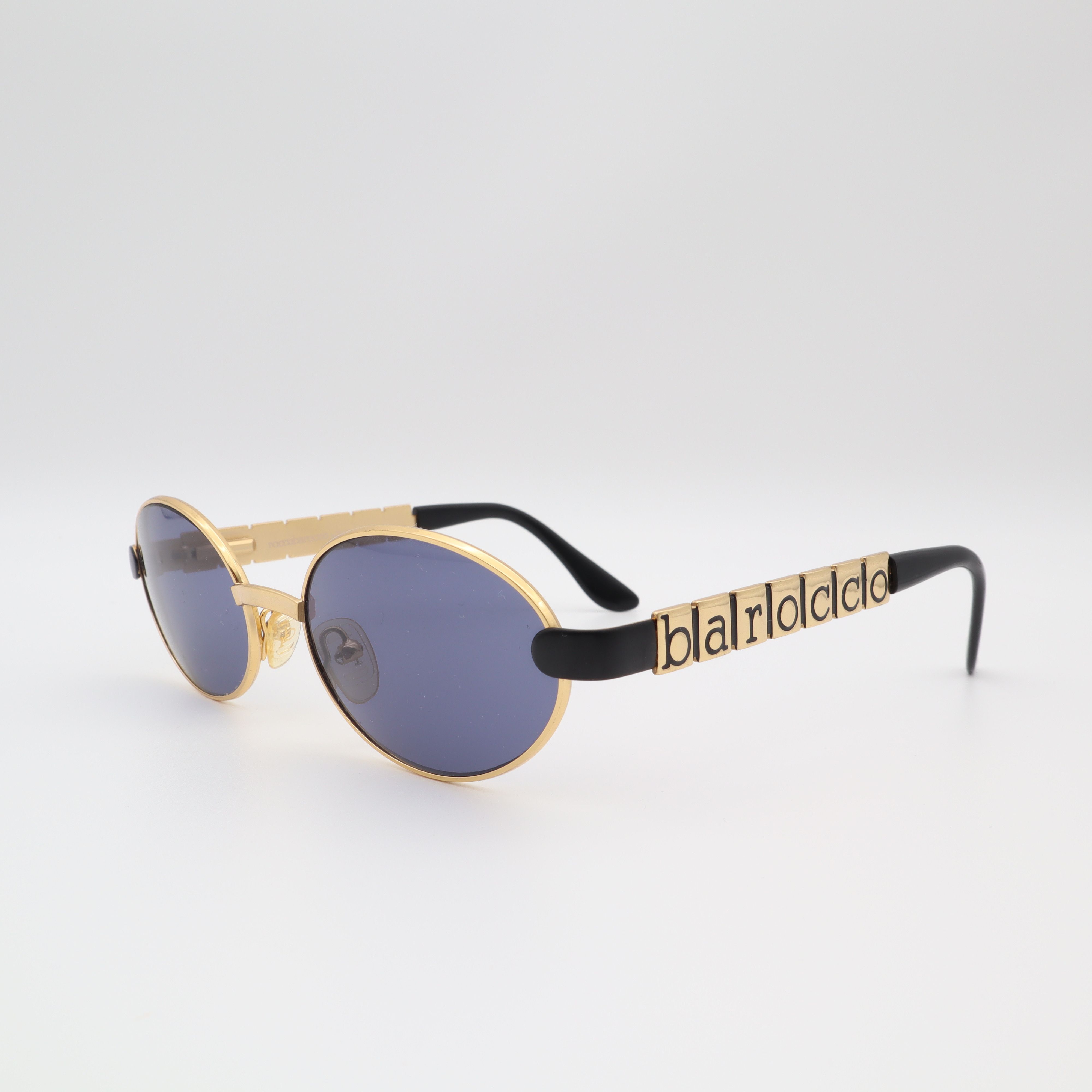 image of Vintage Rocco Barocco Sunglasses Italy 90's New in Black/Gold, Men's
