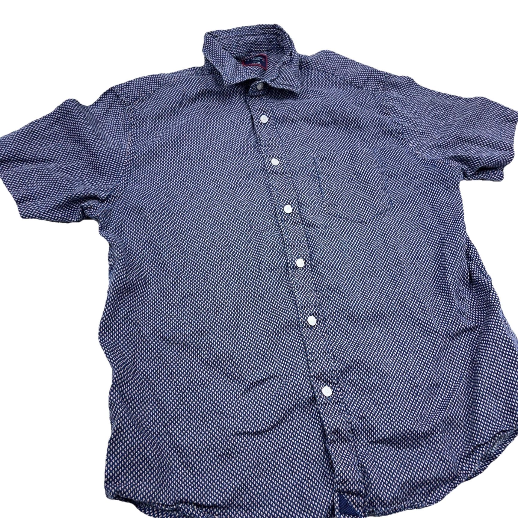 UNTUCKit UNTUCKit Shirt Men Medium Blue Spotted Button Up Linen Casual Solid Modern Preppy Polka Dot Button-Up Shirt Mens Size US M / EU 48-50 / 2 - 5 Thumbnail
