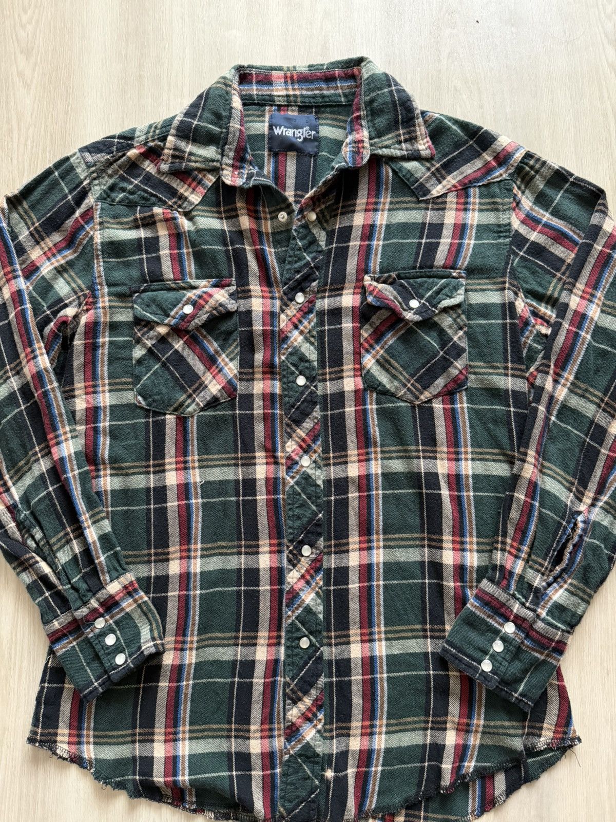 Wrangler Vintage Wrangler Plaid Long Pearl Snap Flannel Sz S Fits XS Size US XS / EU 42 / 0 - 2 Thumbnail