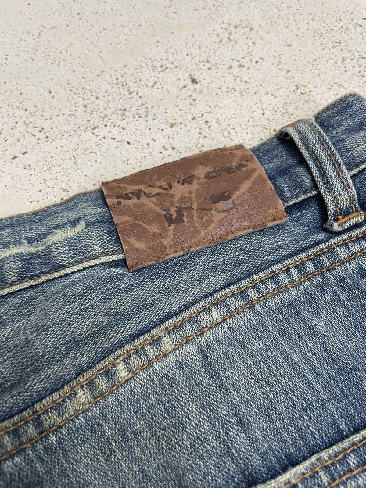 Japanese Brand Nylaus Distressed Rusty Denim Heavy Stitching Font Y2K Size US 32 / EU 48 - 18 Thumbnail