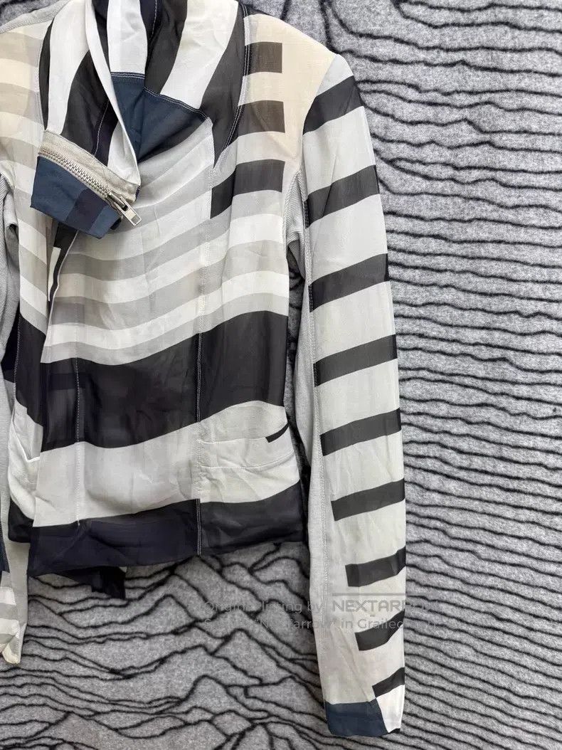 Rick Owens Rick Owens Chiffon and mesh striped biker jacket Size XS / US 0-2 / IT 36-38 - 3 Thumbnail