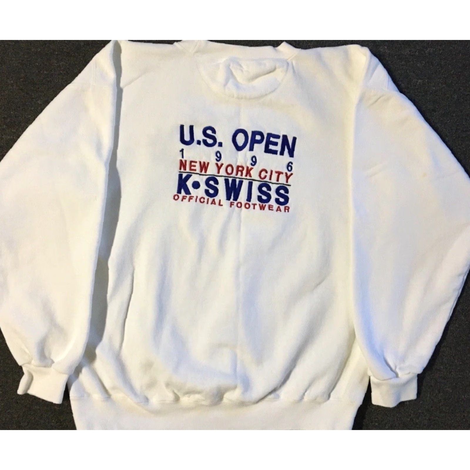 PGA Tour Vtg 90s K Swiss US Open Official Footwear Promo Sweatshirt L Golf Hoodie Men L White USA Sports Embroidered 90s Nyc USA Size US L / EU 52-54 / 3 - 2 Thumbnail