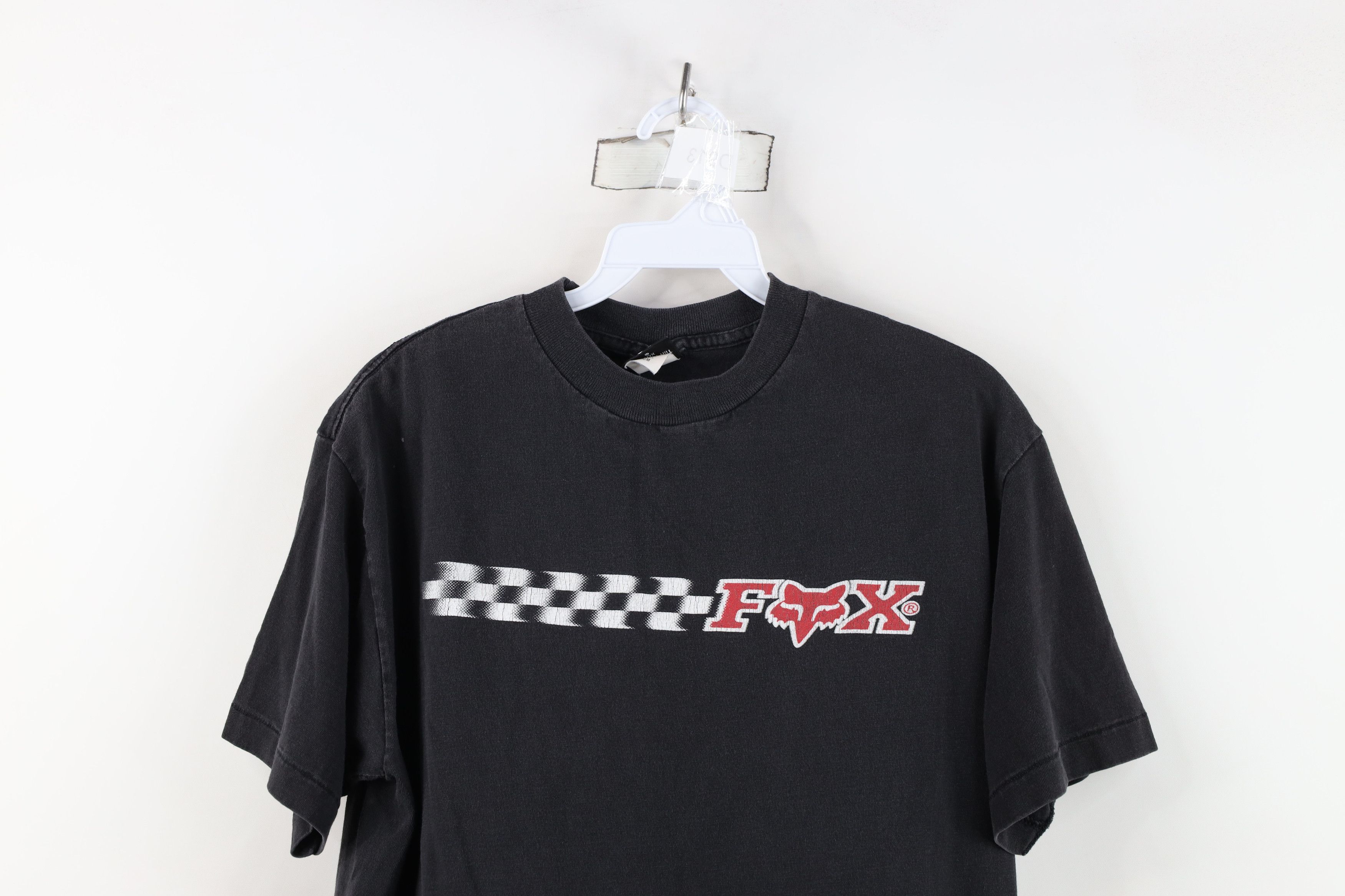Fox Racing × Vintage Vintage 90s Fox Racing Checkered Flag T-Shirt Black USA Size US M / EU 48-50 / 2 - 2 Thumbnail