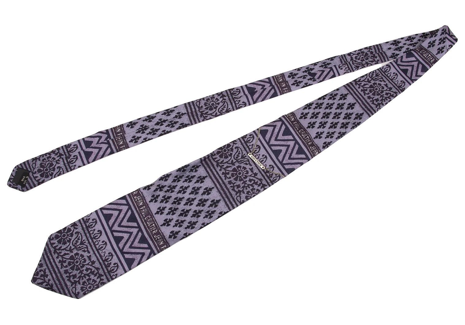 Jean Paul Gaultier Logo Plate Decorative All-Over Pattern Tie in Purple Size ONE SIZE - 2 Thumbnail