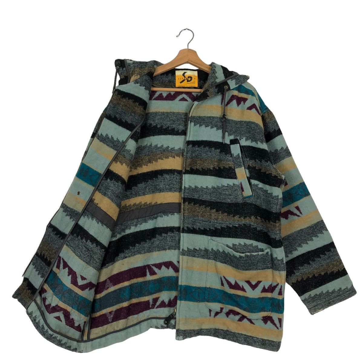 Japanese Brand 🔥90’s VINTAGE NAVAJO AZTEC DESIGN WOOL JACKET SEADDRAGON Size US L / EU 52-54 / 3 - 2 Thumbnail
