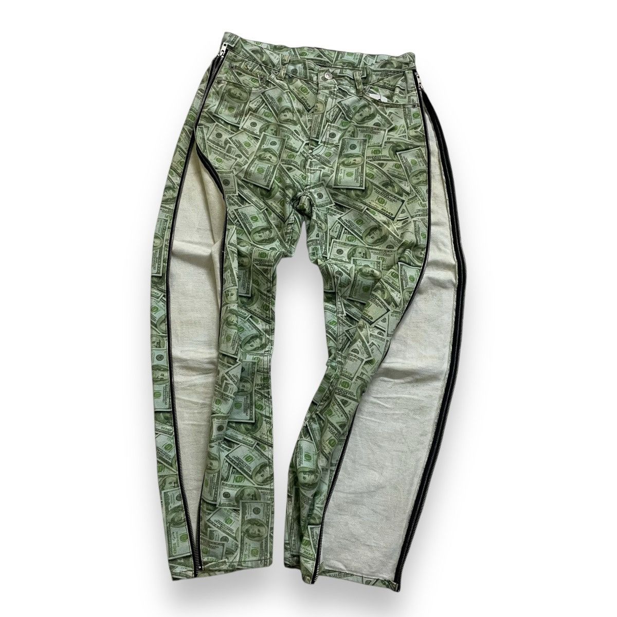 Hysteric Glamour X-girl × YURINO Side FULL ZIP PANTS in green with a money Size US 30 / EU 46 - 4 Thumbnail