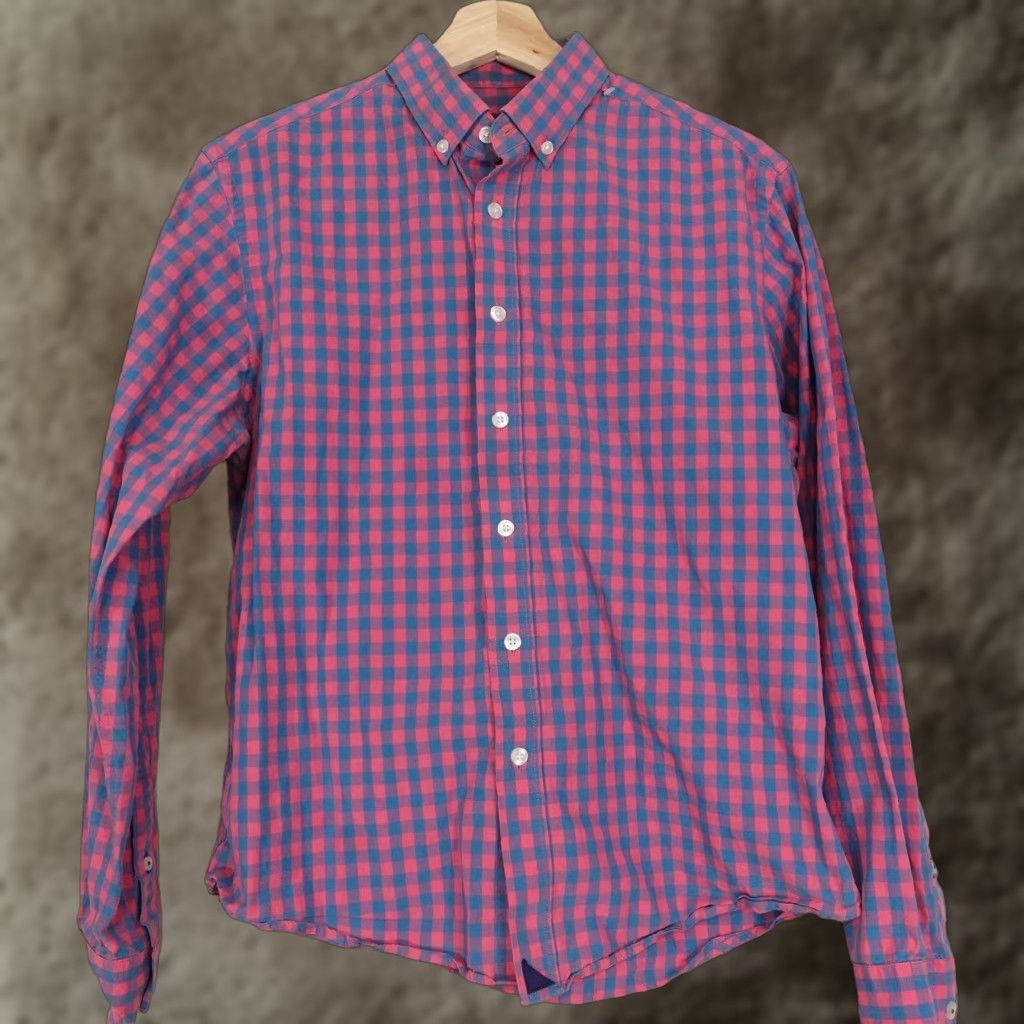 UNTUCKit UNTUCKit Shirt Mens Small Red Blue Check Button-Down Long Sleeve Cotton Casual Size US S / EU 44-46 / 1 - 1 Thumbnail