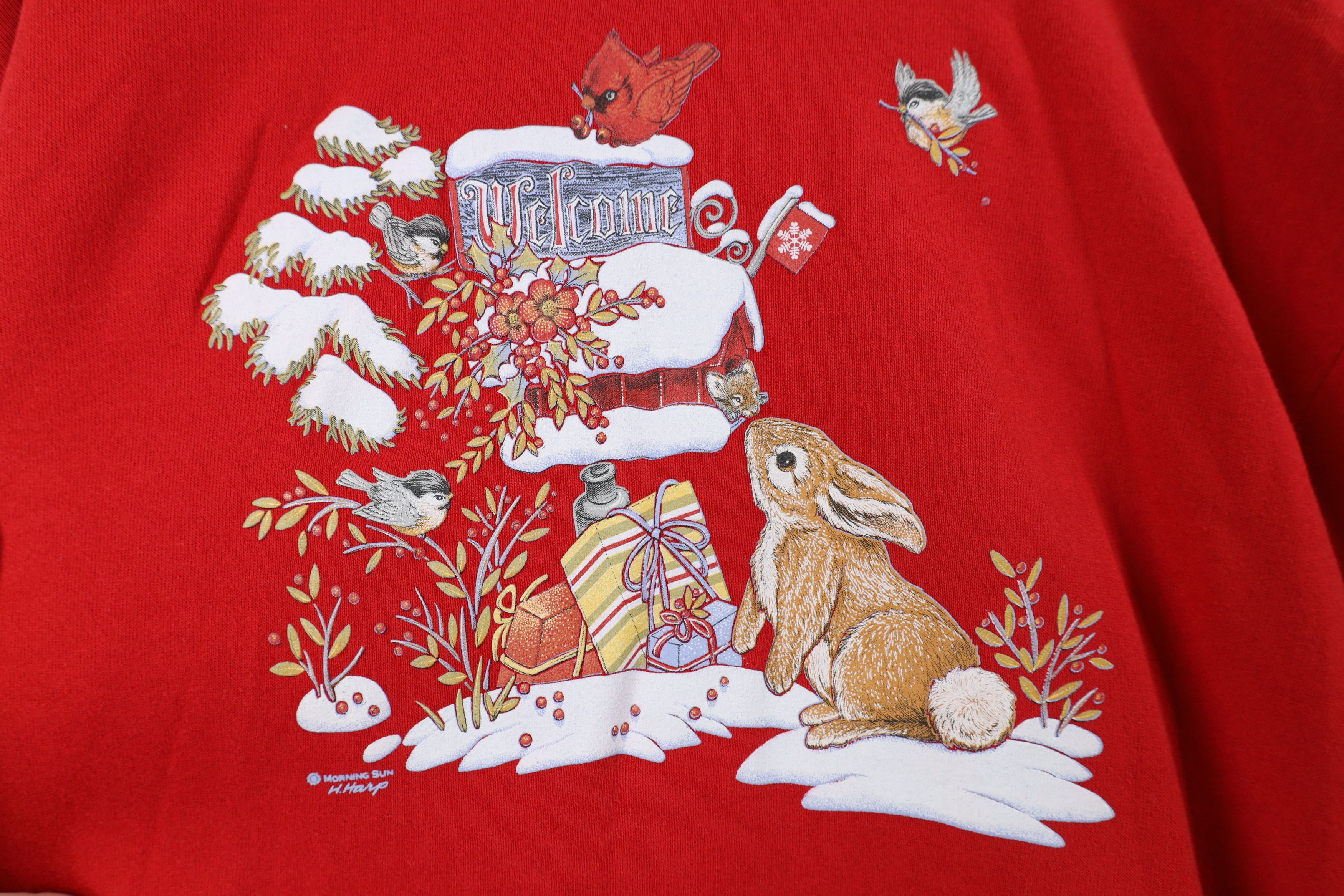 Vintage Vintage 90s Streetwear Snow Bird Flower Sweatshirt USA Size XL / US 12-14 / IT 48-50 - 4 Thumbnail
