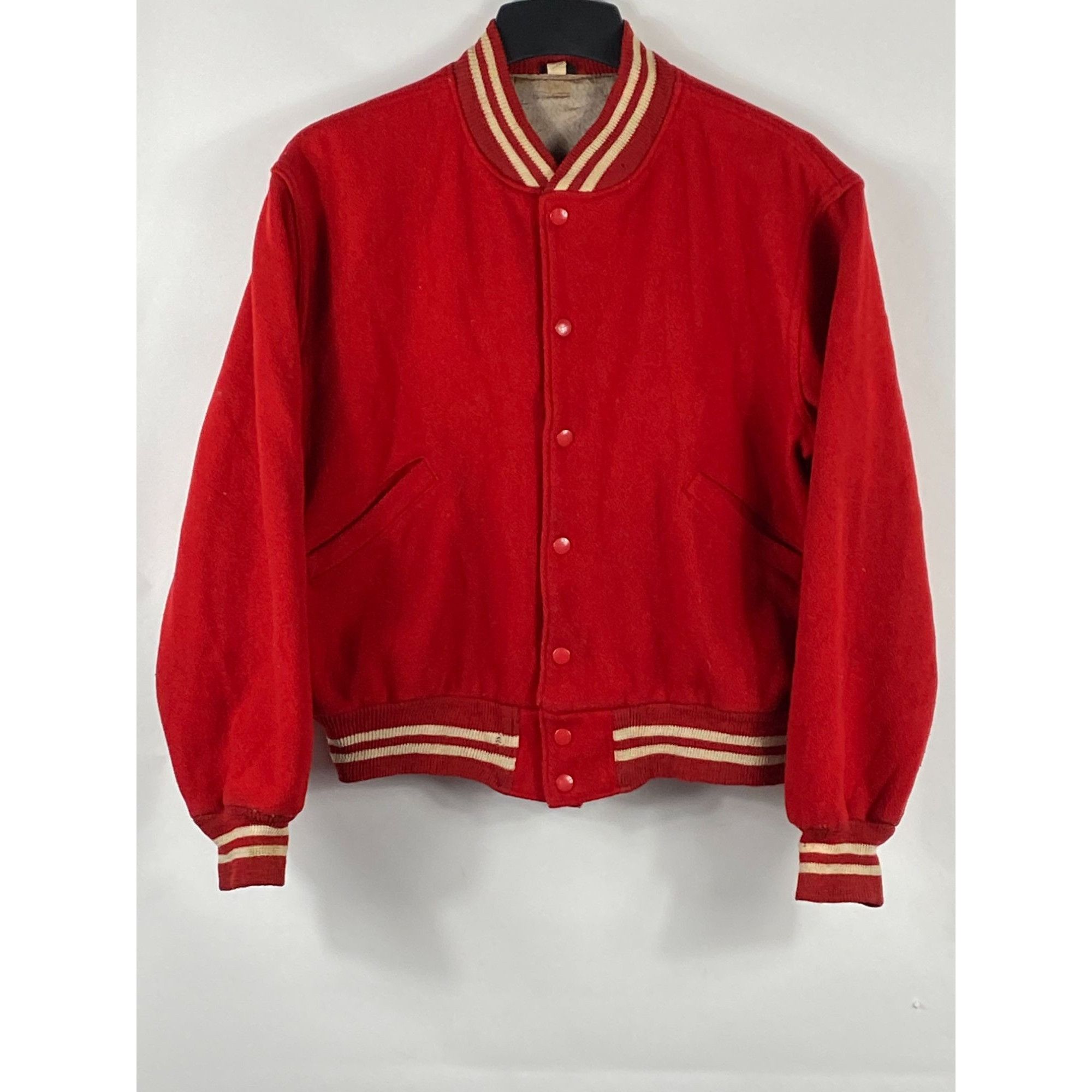 image of Vintage Butwin Snap Varsity Jacket 'bellefonte' Red Size 42, Men's