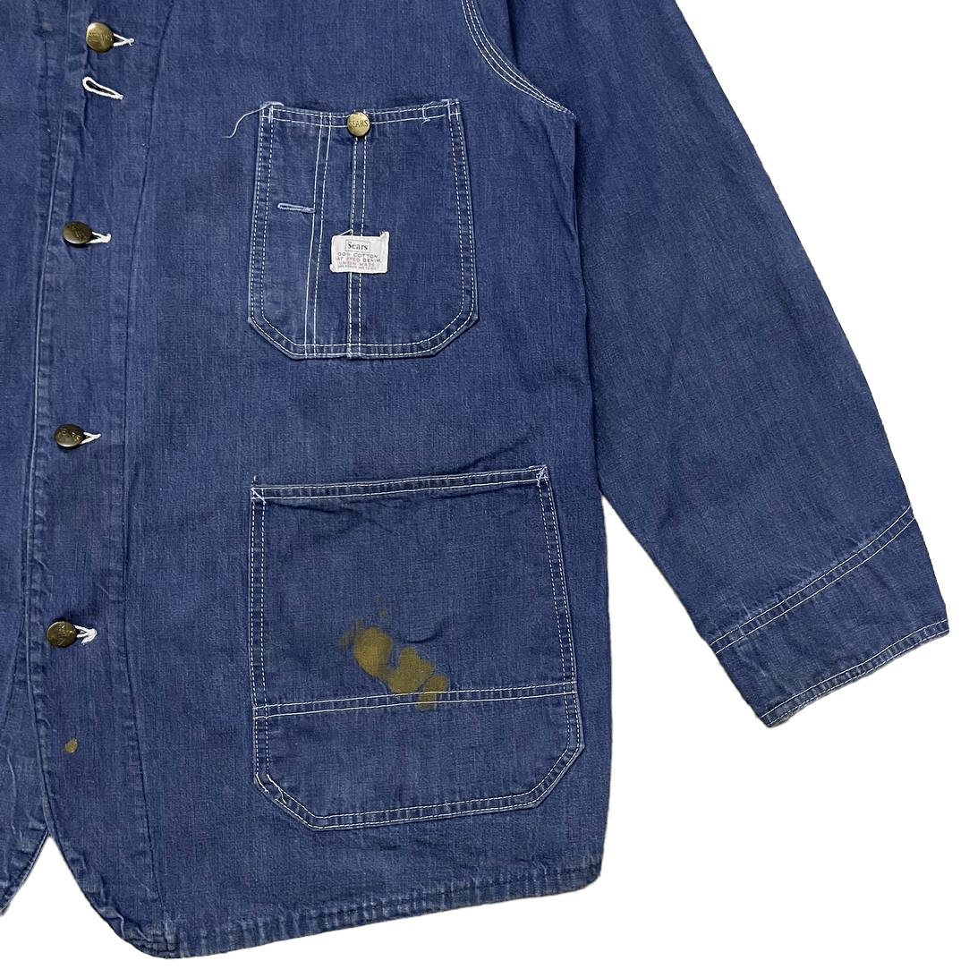 Sears True Vintage 50s 60s Sears Vat Dyed Denim Chore Work Jacket Size US L / EU 52-54 / 3 - 5 Thumbnail