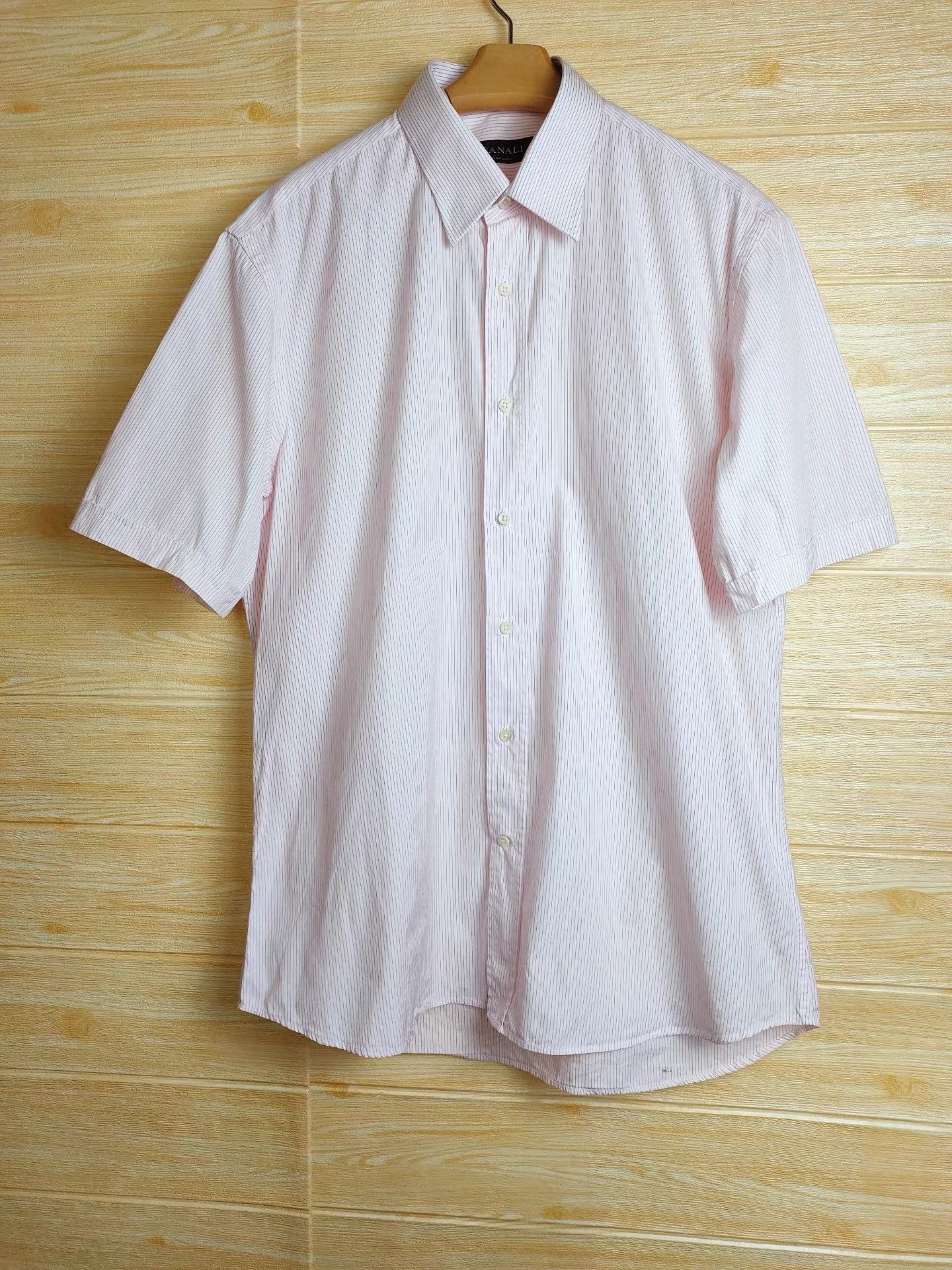 Canali CANALI Men's Striped Short Sleeve Shirt K29 Size US XL / EU 56 / 4 - 1 Thumbnail