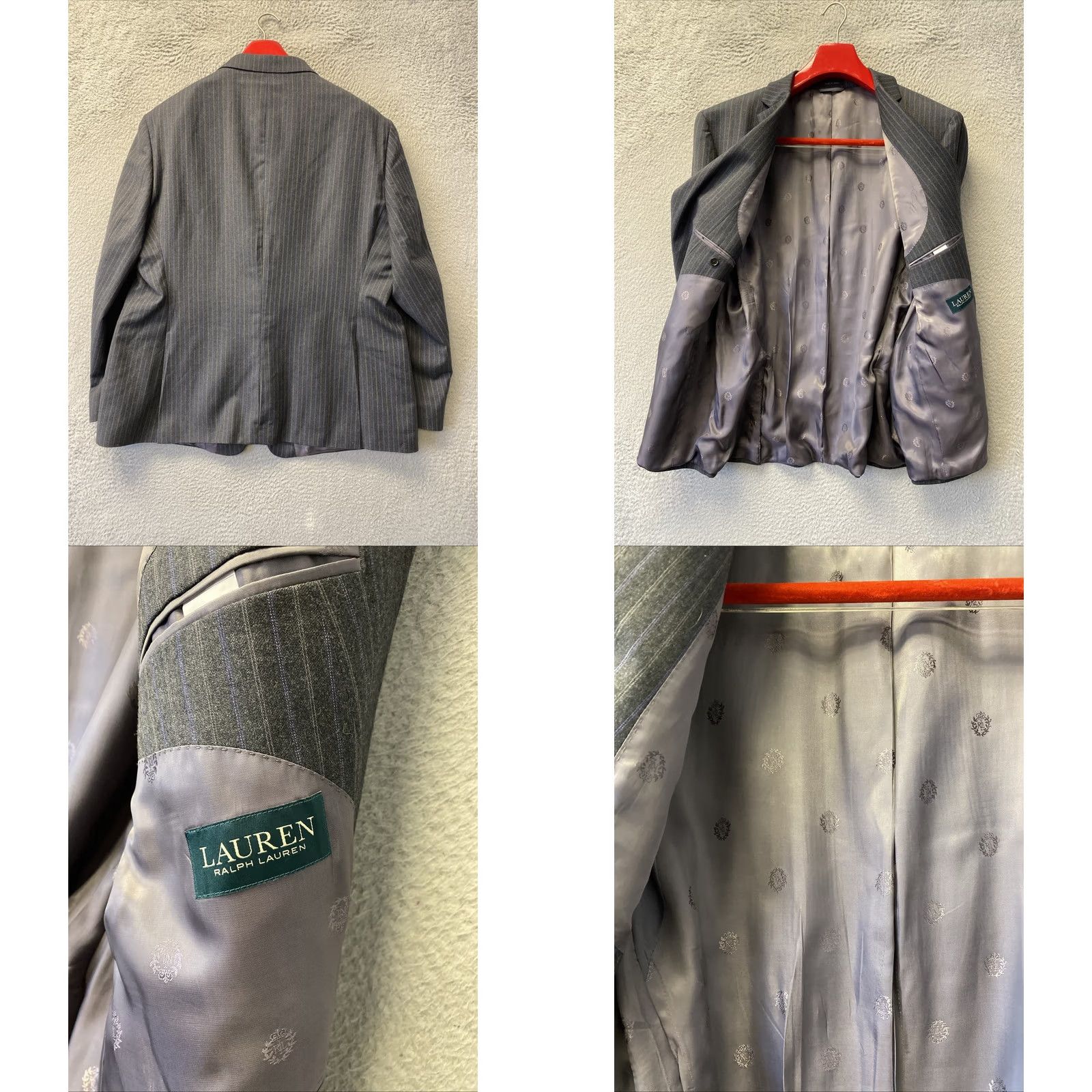 Ralph Lauren VINTAGE Lauren Ralph Lauren Blazer Jacket Men’s 52R Gray Wool Inner Pockets 0695 Size 52R - 8 Thumbnail