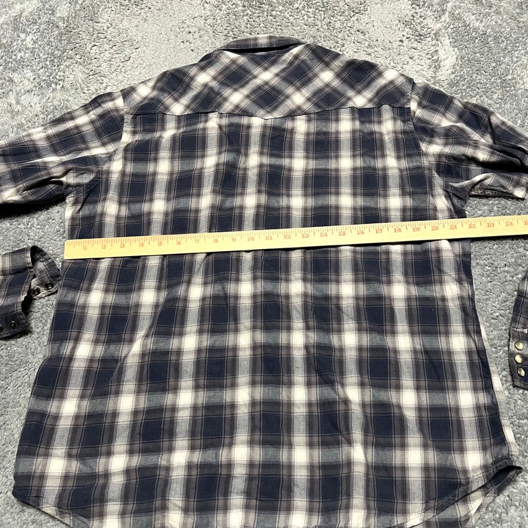 Lucky Brand Lucky Brand Shirt Mens Large Blue Plaid Western Pearl Snap Long Sleeve Size US L / EU 52-54 / 3 - 4 Thumbnail