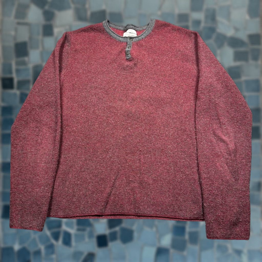 Lucky Brand Lucky Brand Sweater Mens L Henley Colorado Cross Stitch Thermal Winter Knit Crew Neck Long Sleeve Red Size US L / EU 52-54 / 3 - 1 Thumbnail