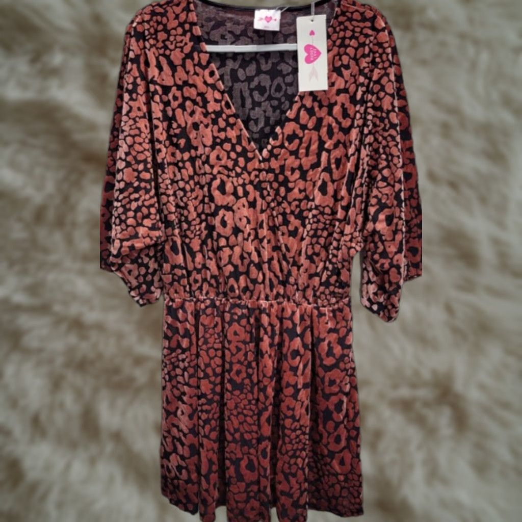 BuddyLove Buddy Love Womens Whitney Velvet Feline Dress Sz M Pink Elastic Waist New Size M / US 6-8 / IT 42-44 - 1 Thumbnail
