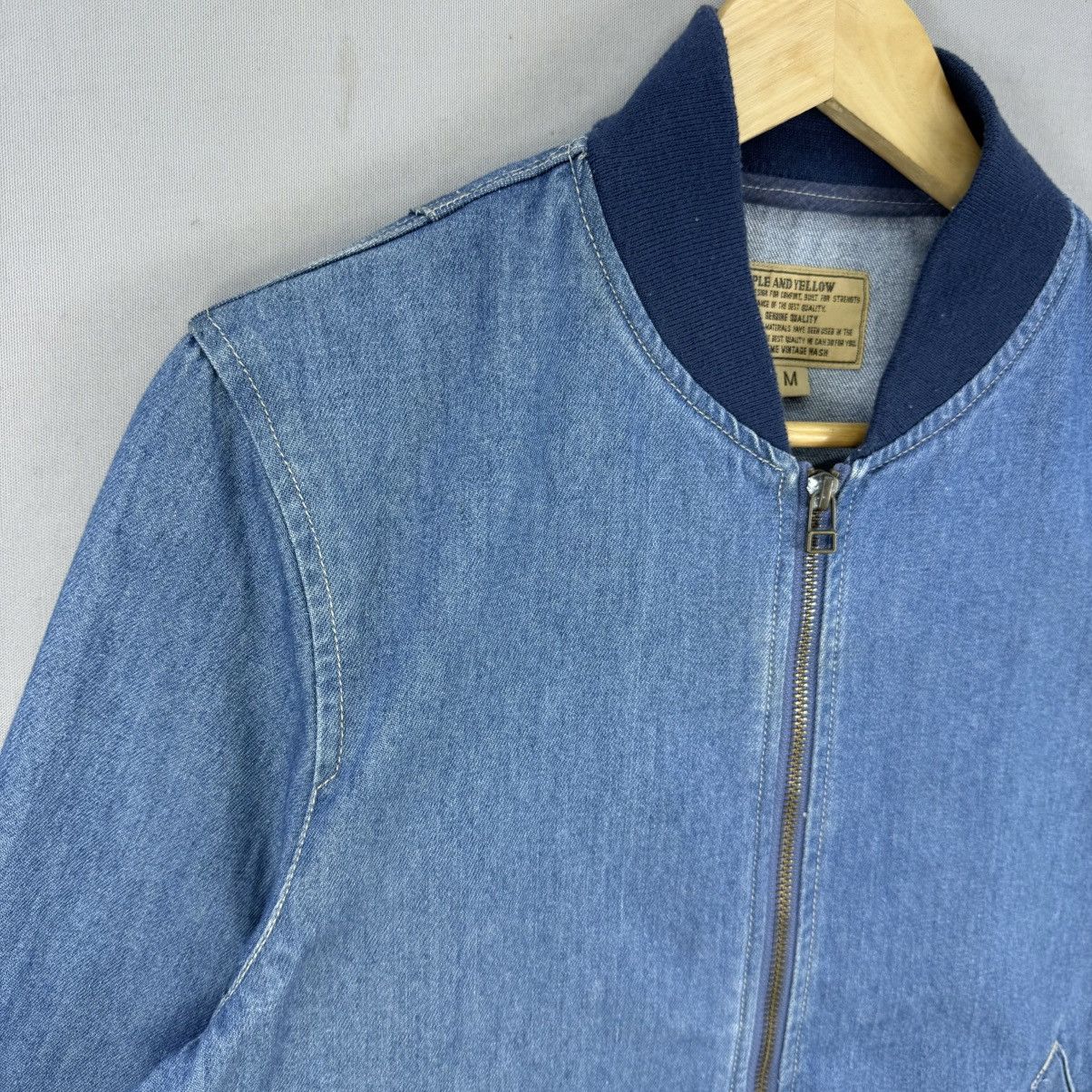 Japanese Brand Purple And Yellow Denim MA-1 Bomber Jacket Size US M / EU 48-50 / 2 - 2 Thumbnail