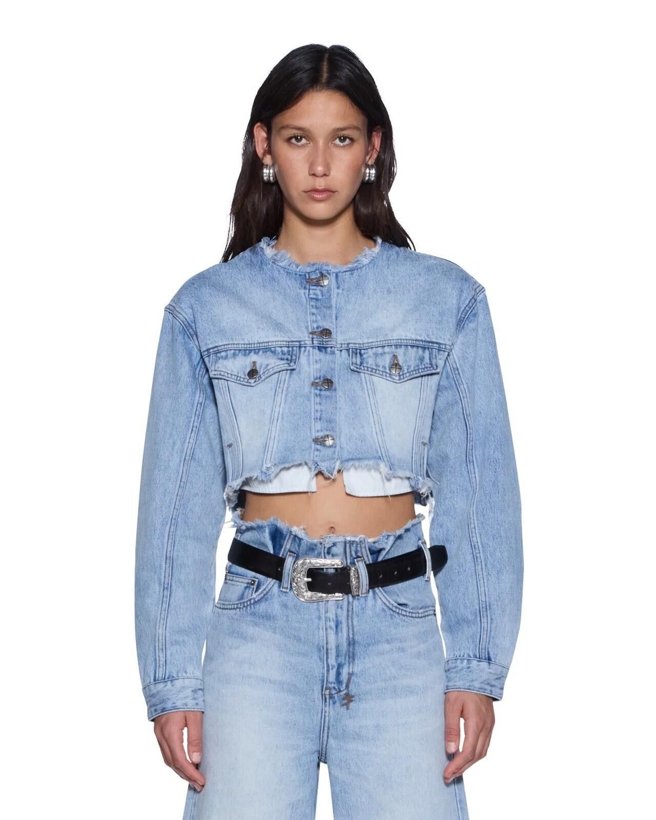 Ksubi new Ksubi womens denim Jacket top small s 8 blue torn up 1 Size S / US 4 / IT 40 - 2 Thumbnail