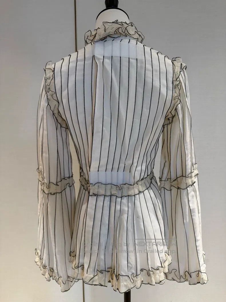 Chanel Chanel 17S Data Centre Show White Vertical Striped Pleated Size XS / US 0-2 / IT 36-38 - 2 Thumbnail