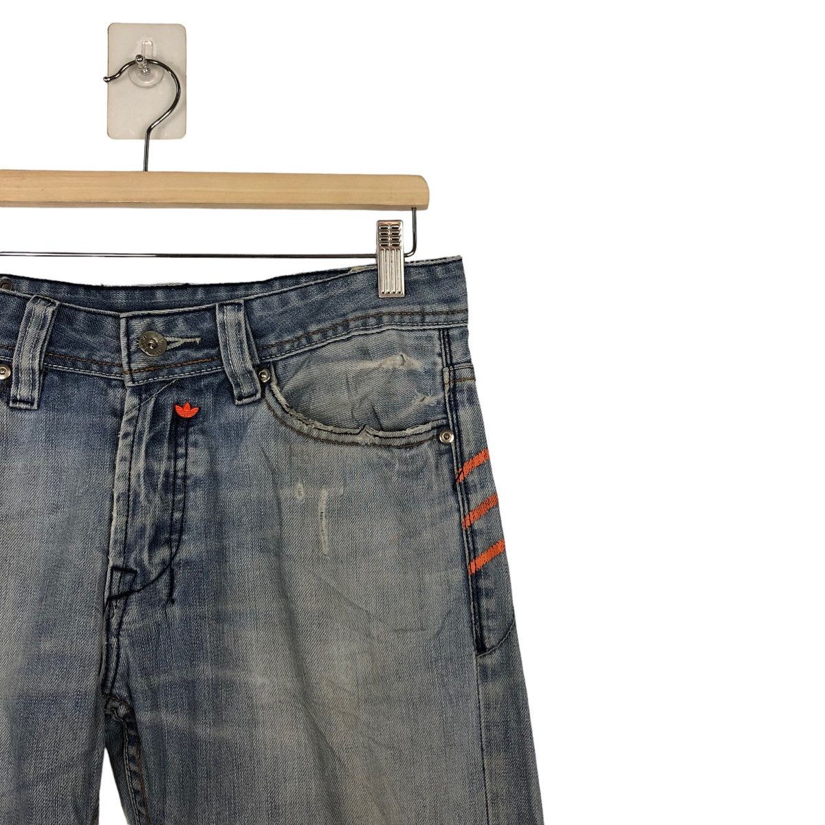 Adidas 🔥RARE DISTRESSED DENIM JEANS DIESEL X ADIDAS STREETWEAR Size US 30 / EU 46 - 5 Thumbnail