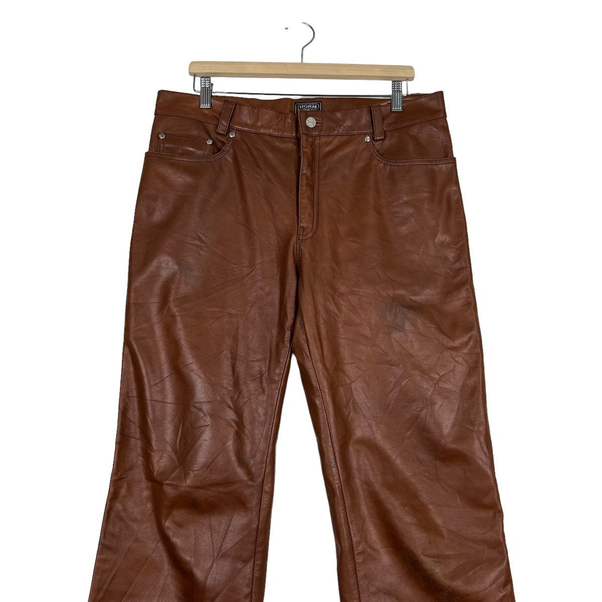 Issey Miyake 🔥 ISSEY MIYAKE HORN WORK LEATHER TROUSER PANTS Size US 36 / EU 52 - 4 Thumbnail