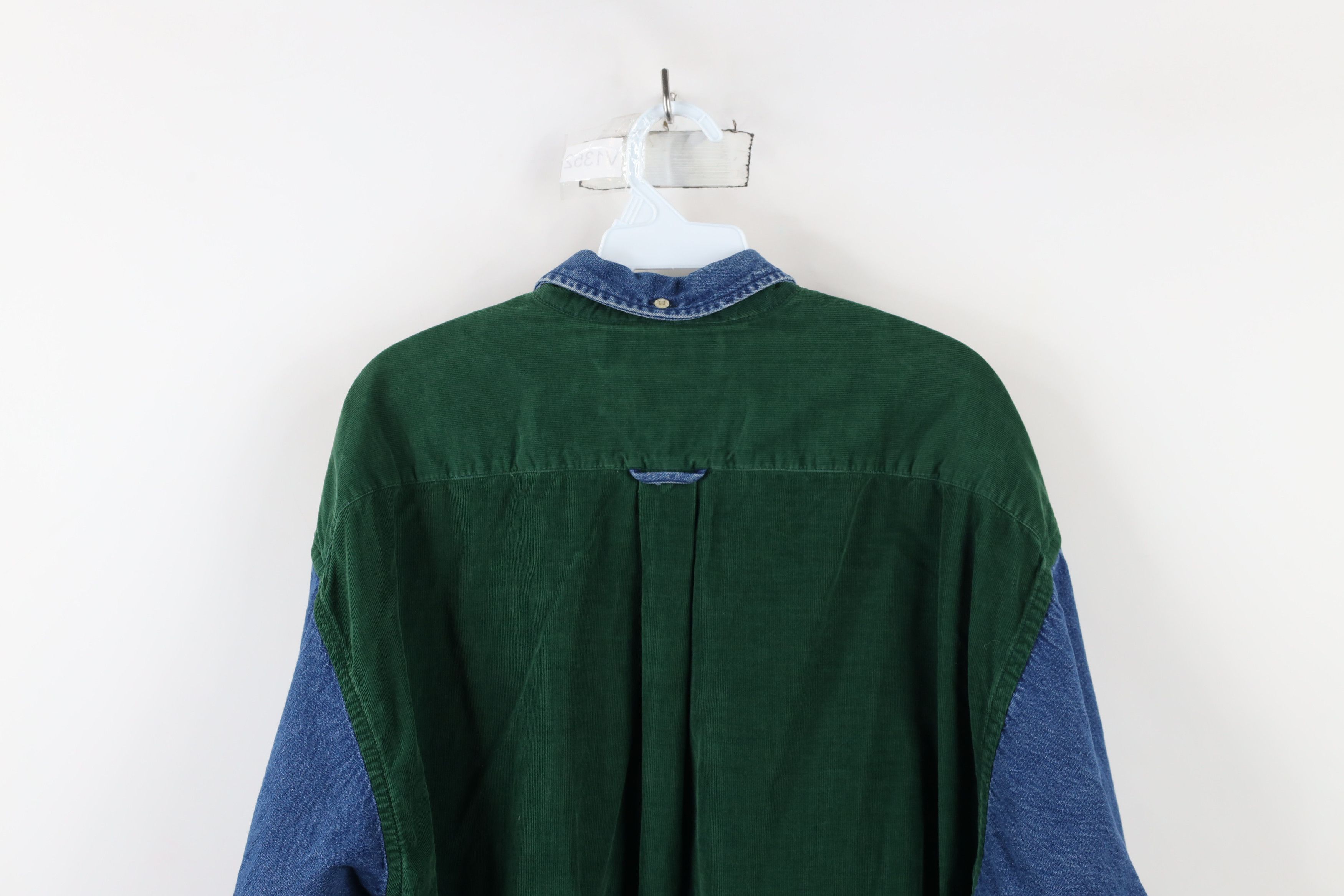 Vintage Vintage 90s Streetwear Block Denim Corduroy Button Shirt Size US L / EU 52-54 / 3 - 10 Thumbnail