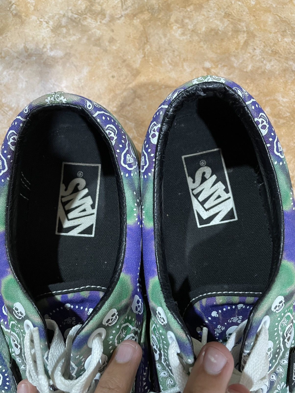 Flip Skateboards × Vans Vans Era Bandana Skull Print Green Purple - Rare Size US 7 / EU 40 - 7 Thumbnail