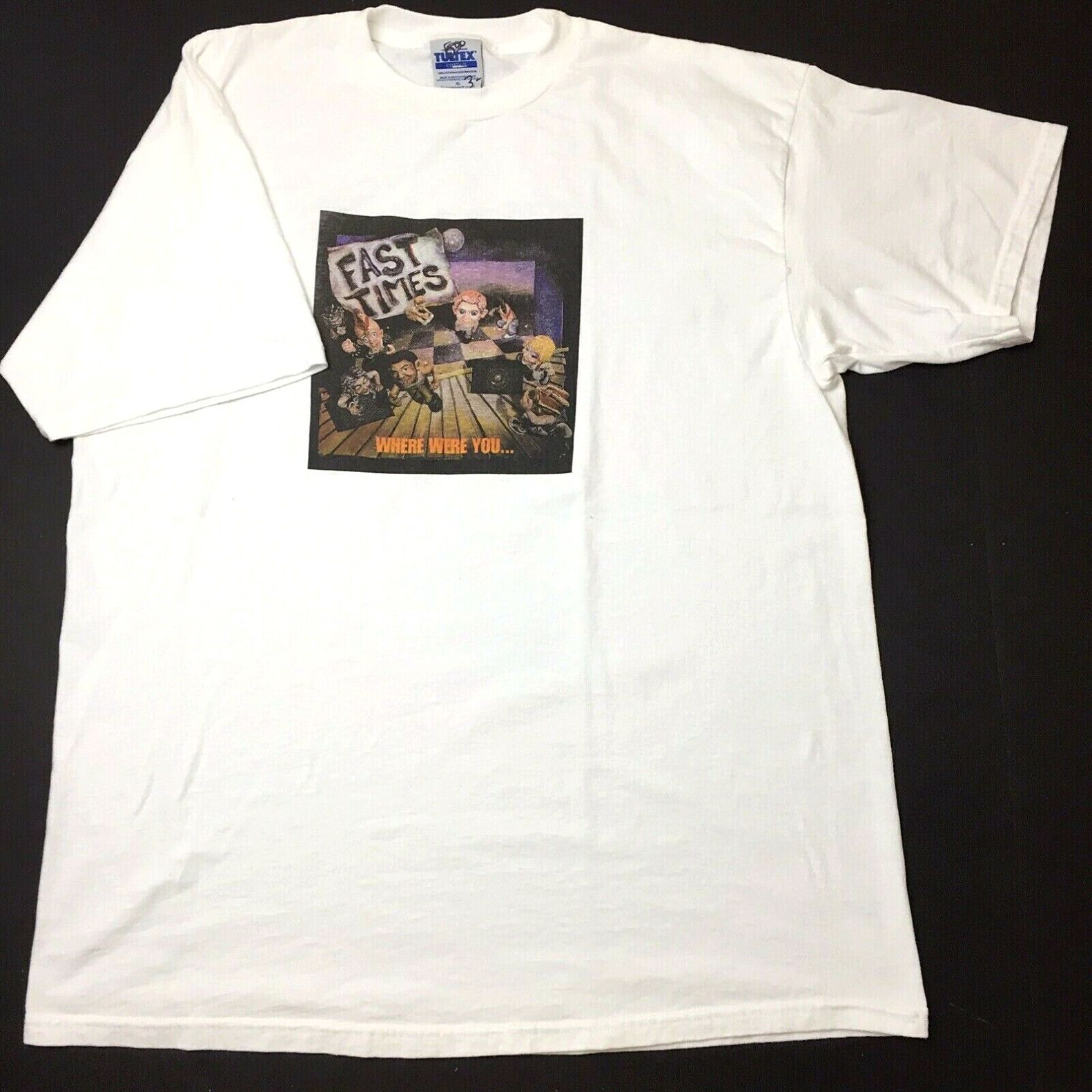 image of Tultex Vintage 90's T Shirt Smorgasboard Record Connecticut Hardcore Straight Edge XL in White, Men