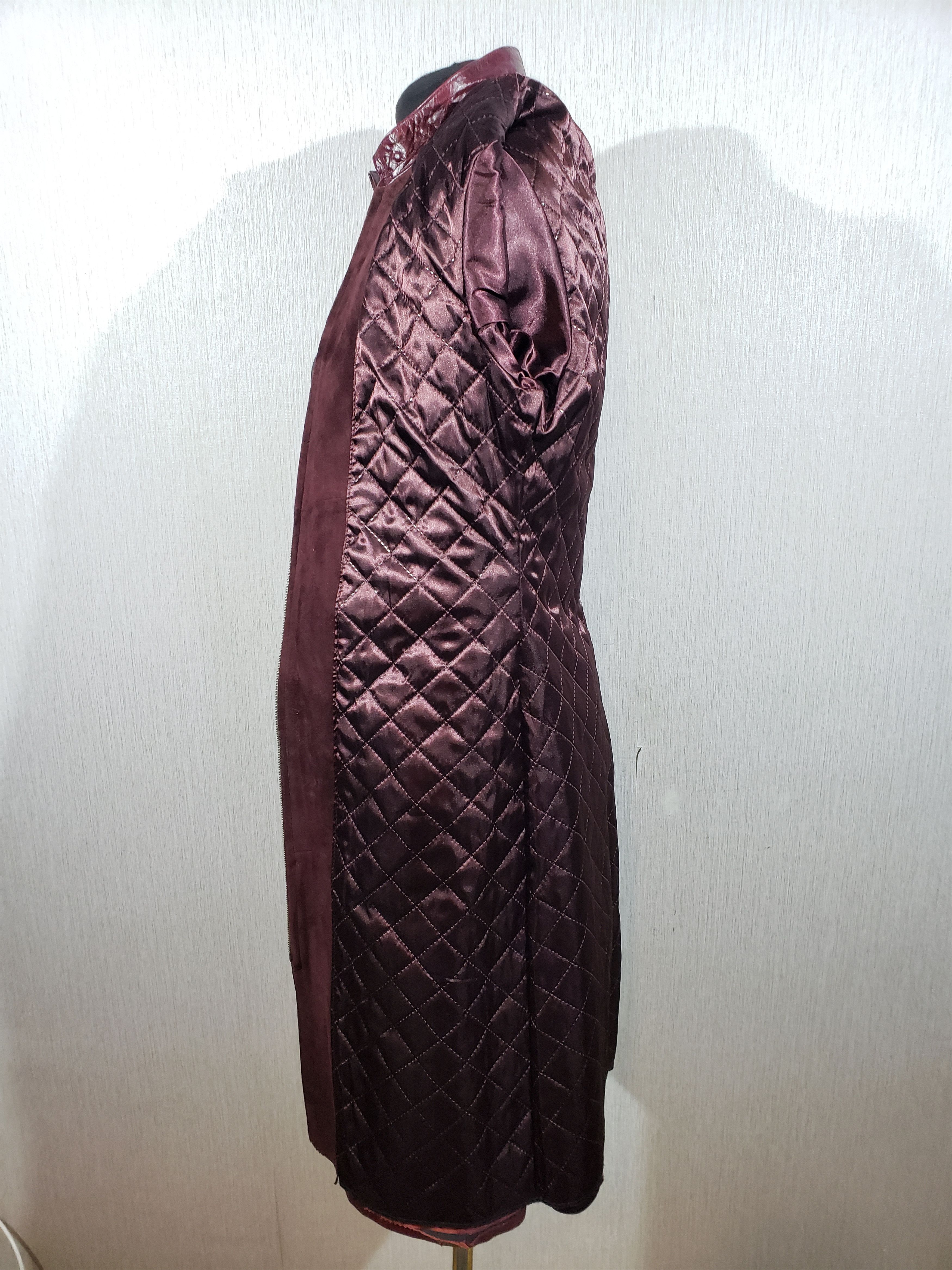 Uniqlo Cute women's long burgundy leather jacket. Size S / US 4 / IT 40 - 9 Thumbnail