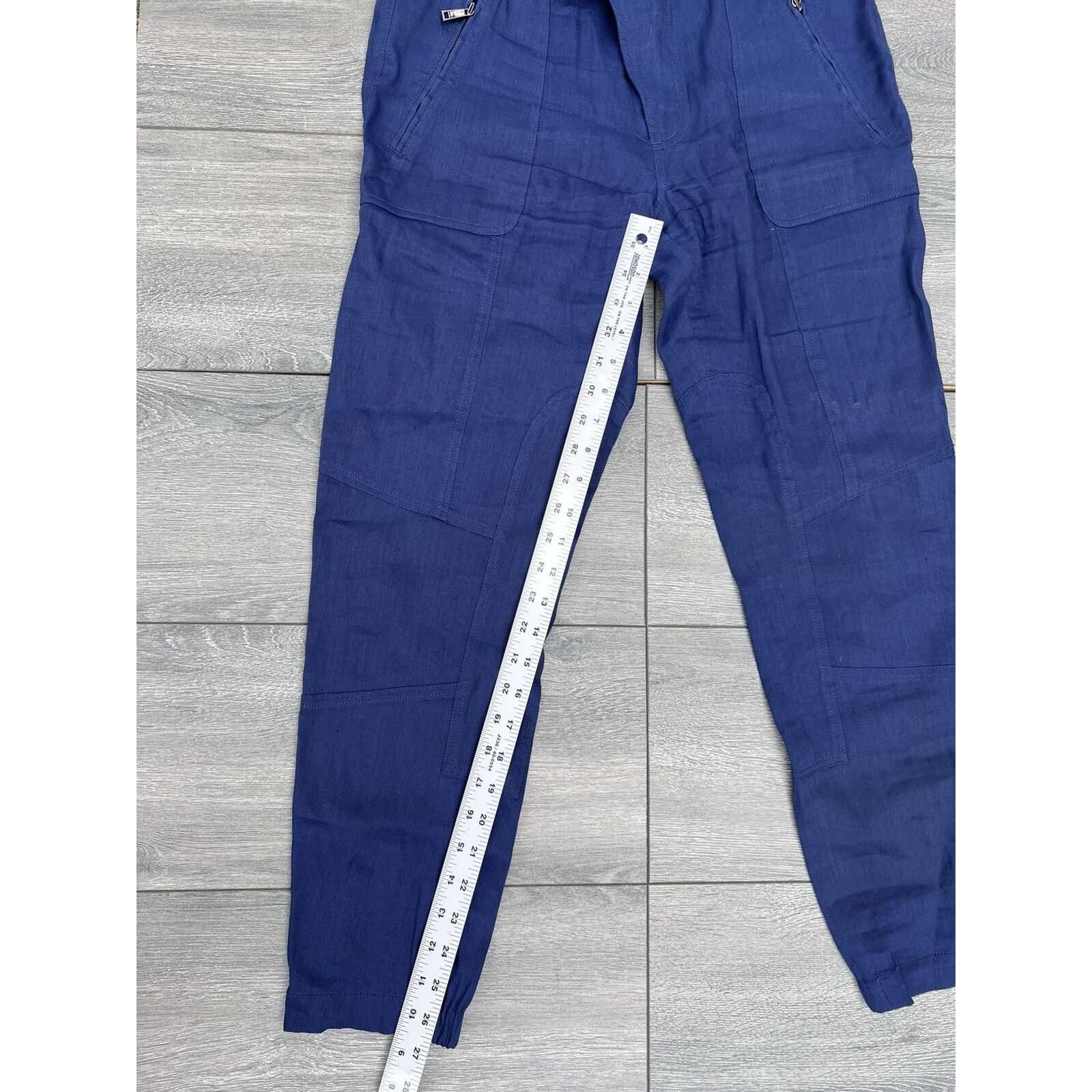Vince VINCE Women's classic linen trousers navy Size 6 A000164 Size 28" / US 6 / IT 42 - 6 Thumbnail