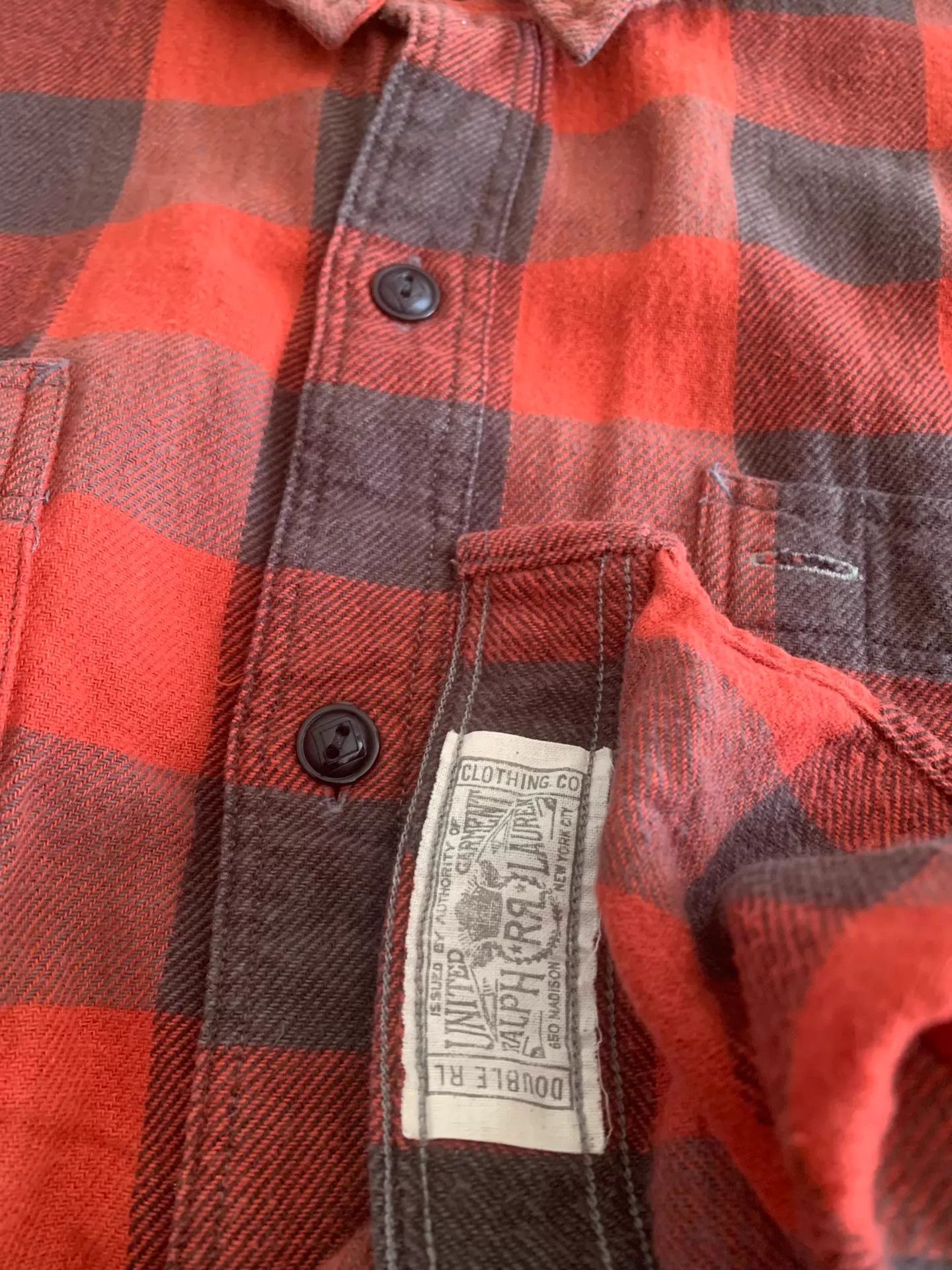 RRL Ralph Lauren RRL men's red black plaid vintage washed twill work shirt Size US XXL / EU 58 / 5 - 4 Thumbnail