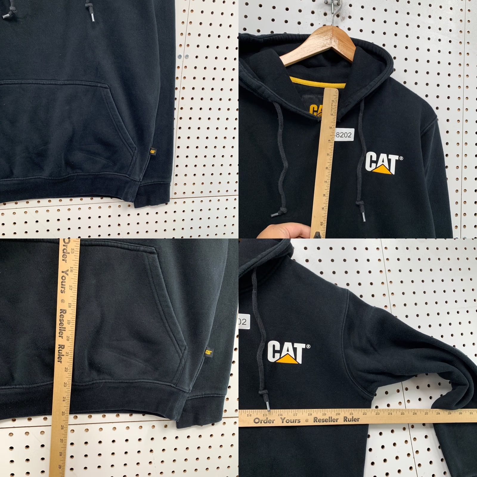 Vintage CAT Hoodie Mens M Black Fleece Pullover Hooded Sweatshirt Size US M / EU 48-50 / 2 - 8 Thumbnail