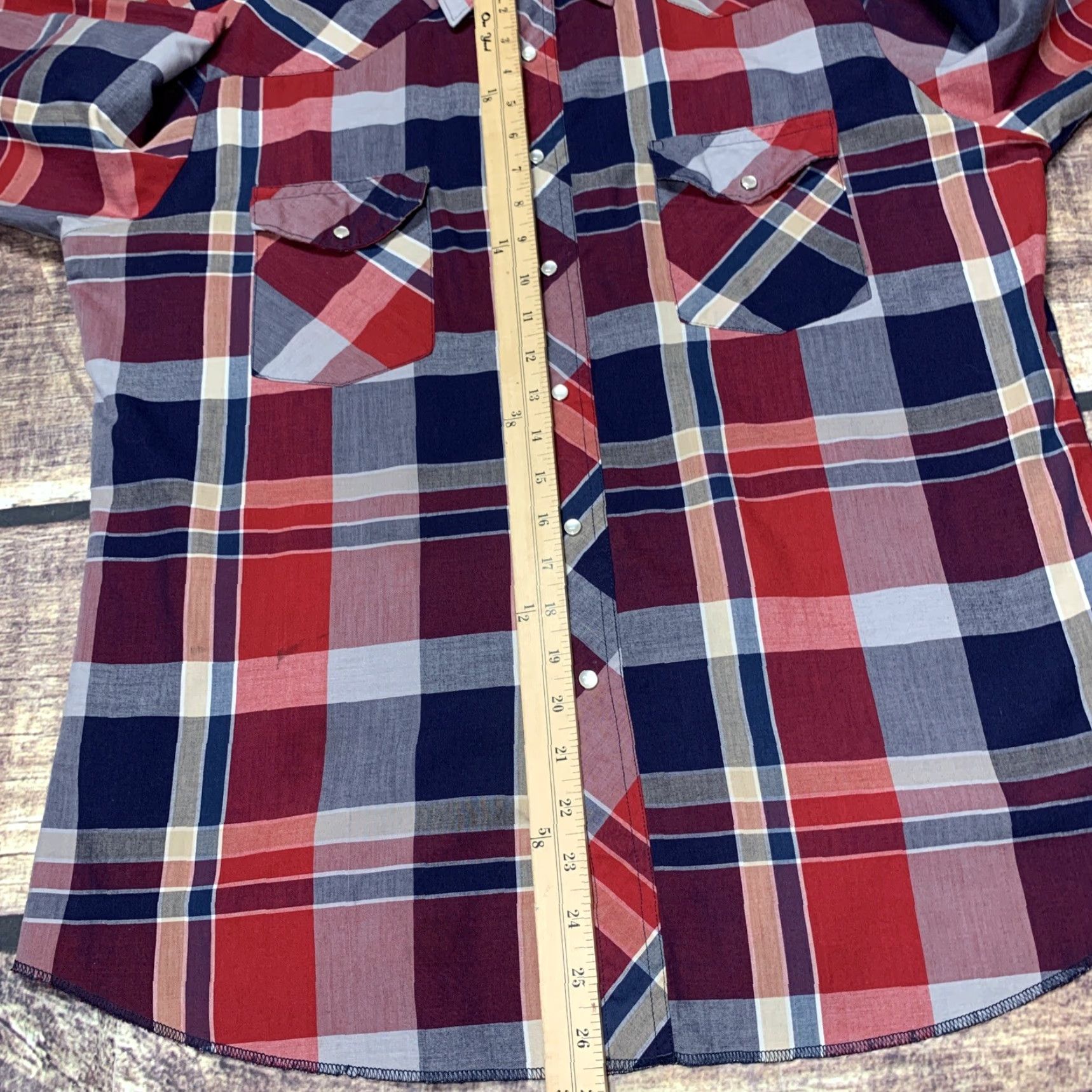 Wrangler VINTAGE Wrangler Shirt Long Sleeve Pearl Snap Mens XXL Red Blue White Plaid Western Size US XXL / EU 58 / 5 - 6 Thumbnail