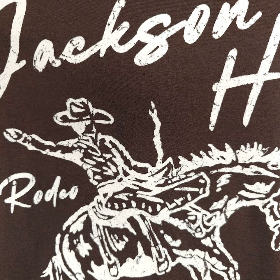 Vintage Bowery Jackson Hole Rodeo T Shirt Mens S Brown Wyoming Travel Destination Tee Shirts Rodeo Western Cowboy Bull Riding Gift Boys/Mens 90s Style Size US S / EU 44-46 / 1 - 3 Thumbnail