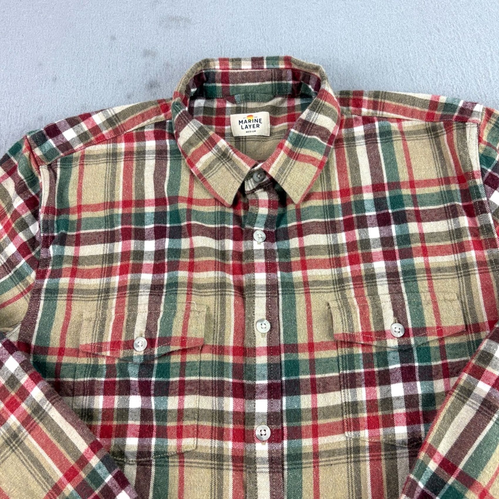 Marine Layer Marine Layer Shirt Mens M Brown Plaid Flannel Button-Up Lightweight Casual Regular Collar Spread Long Sleeve Button-Up Size US M / EU 48-50 / 2 - 3 Thumbnail