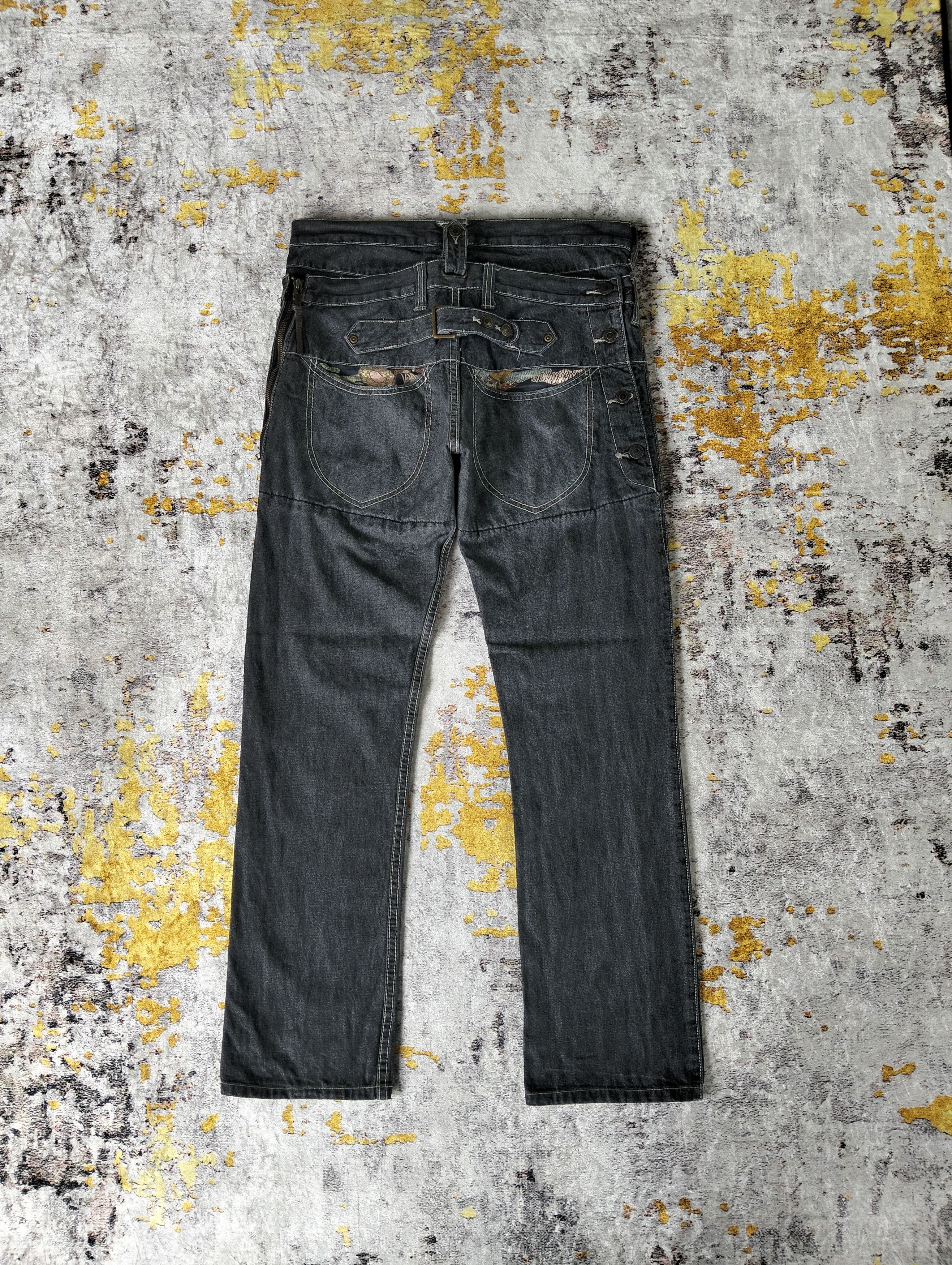 PPFM Dog House Double Waist Monkey Pocket Buckle Back Jeans Size US 33 - 1 Thumbnail