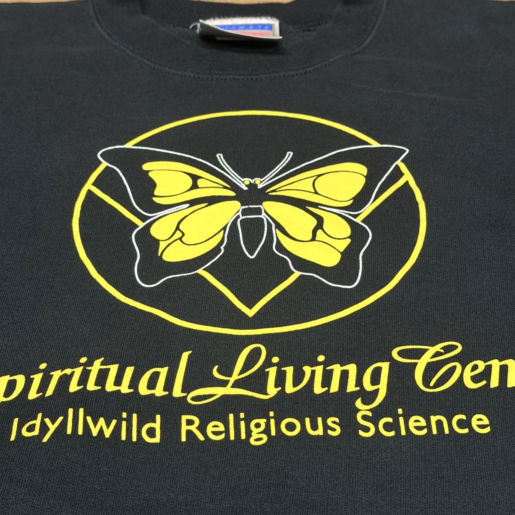 Hanes VINTAGE Spiritual Living Center Crewneck Sweatshirt Mens XL Black Butterfly Idyllwild Hanes Graphic Print Fleece Pullover Modern Size US XL / EU 56 / 4 - 3 Thumbnail