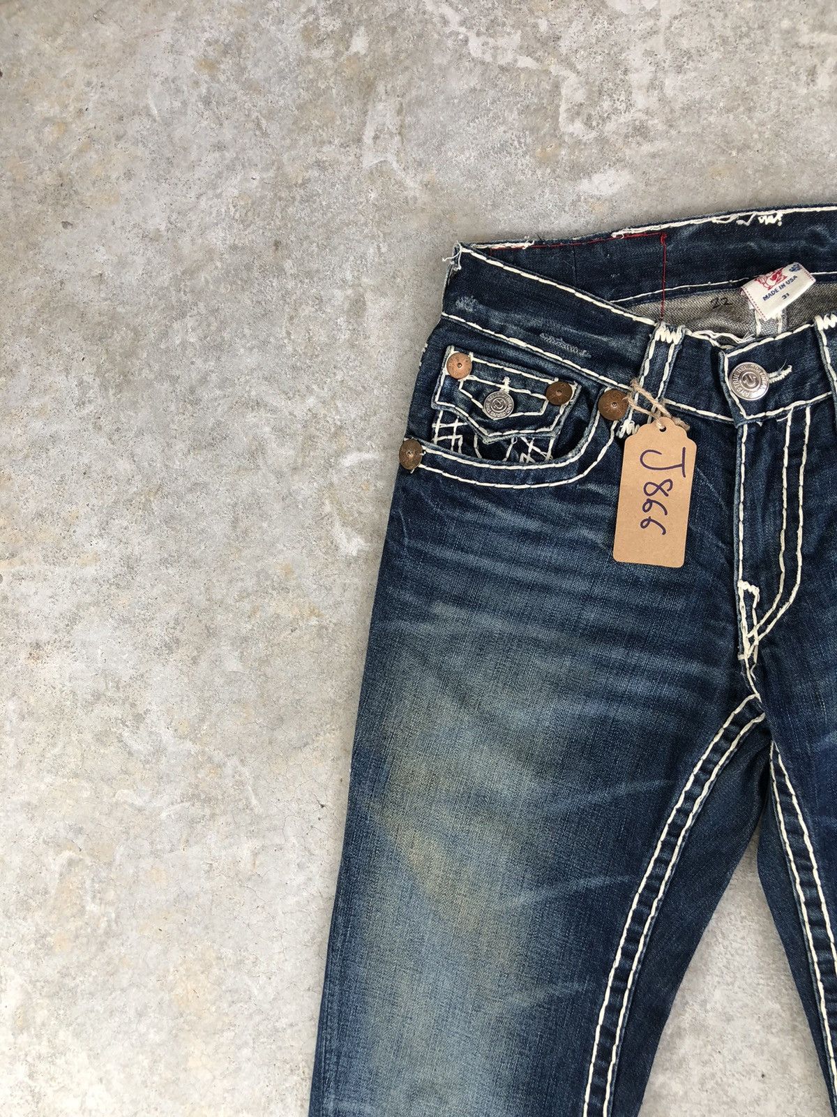 True Religion Vintage True Religion Mini Flared White Stitch Distressed Size US 31 - 5 Thumbnail