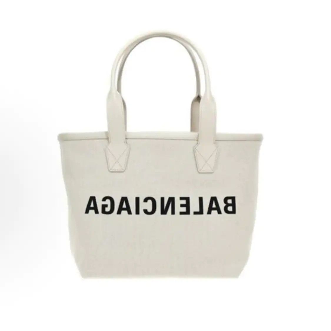 Balenciaga Tote Bag Light Grey Canvas Shoulder Bag Gold Hardware in Gray, Women's