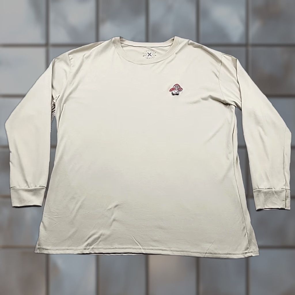 Vintage VINTAGE East West Mushroom Tee Long Sleeve Mens 2XL XXL Beige Cotton Blend Knit Embroidered Logo Beach California Grunge Hip Hop Rock Shirt Men Size US XXL / EU 58 / 5 - 1 Thumbnail
