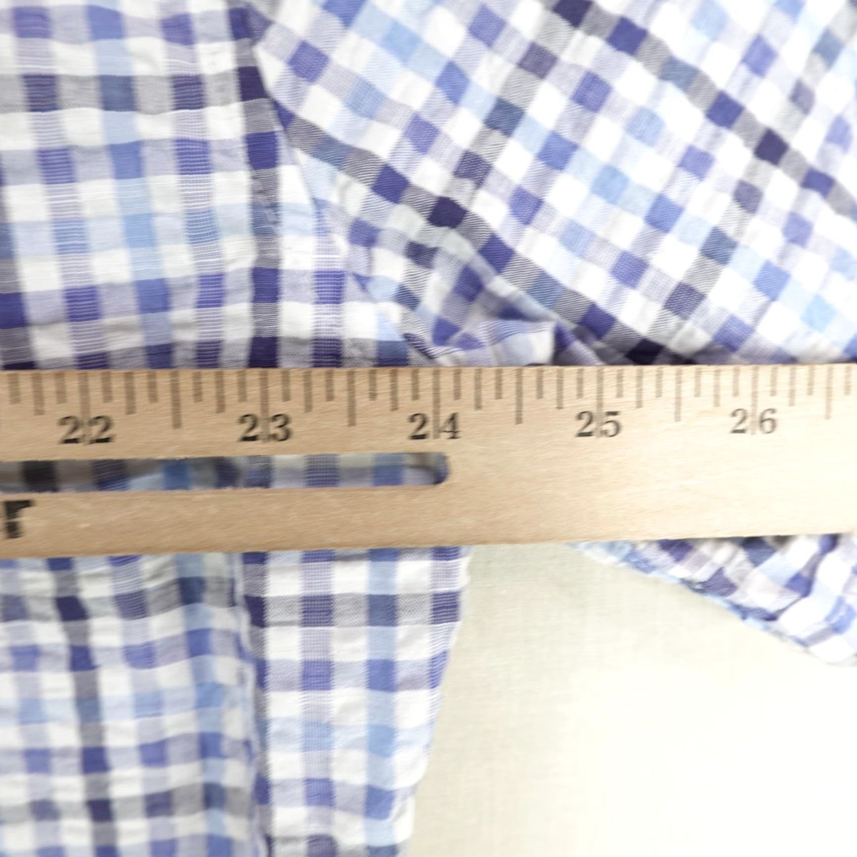 Barbour Barbour Mens Shirt XL Short Sleeve Cotton Seersucker Plaid Casual Summer Classic Blue Size US XL / EU 56 / 4 - 7 Thumbnail