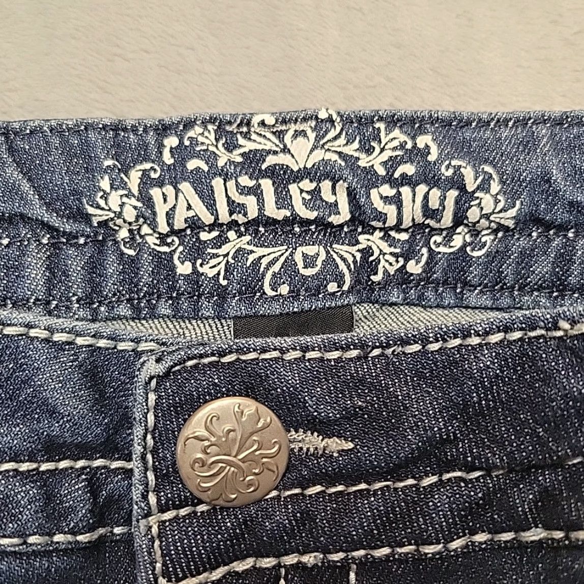 Denime Paisley Sky Jeans Womens 12 Blue Denim Boot Cut Western Cowboy Pants Size 34" / US 12 / IT 48 - 4 Thumbnail