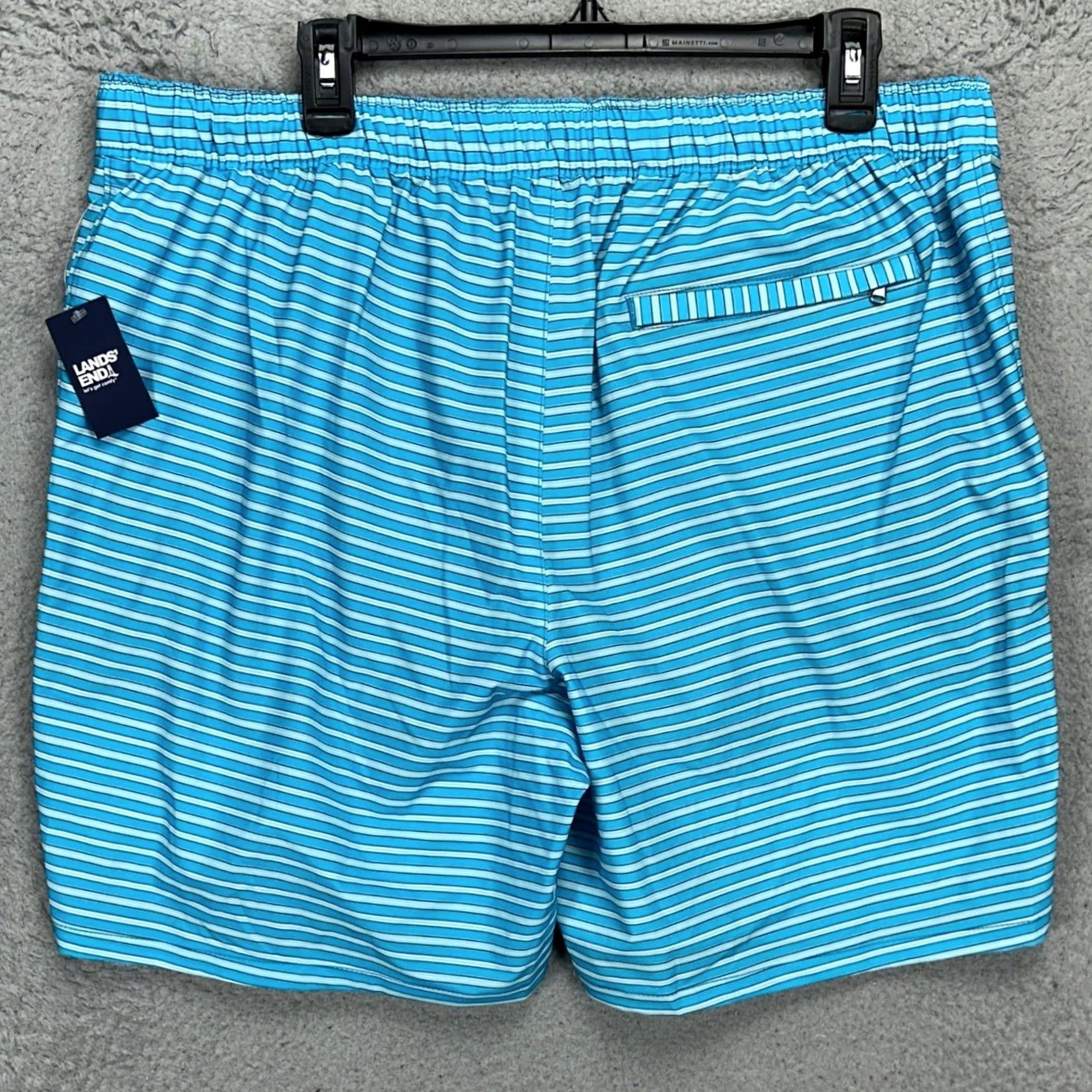 Lands' End Lands' End Mens Sunset Swim Trunks Large Blue White Stripe Lined Board Shorts NEW Mens Large Board Shorts Blue White Stripe Beach Surfing Size US 33 - 3 Thumbnail