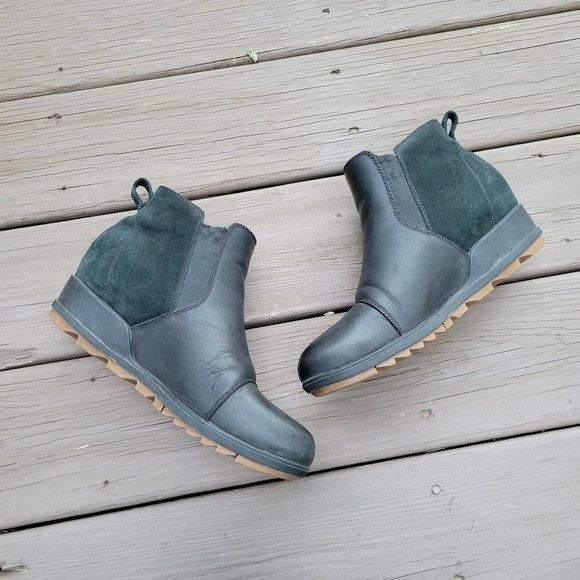 SOREL Sorel Evie Waterproof Black Leather Suede Pull-On Ankle Chel Size US 11 / IT 41 - 2 Thumbnail