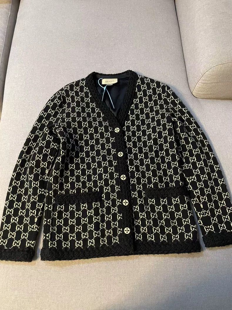Gucci Gucci Black GG full print logo wool cardigan jacket 2501-Ne Size US XS / EU 42 / 0 - 2 Thumbnail