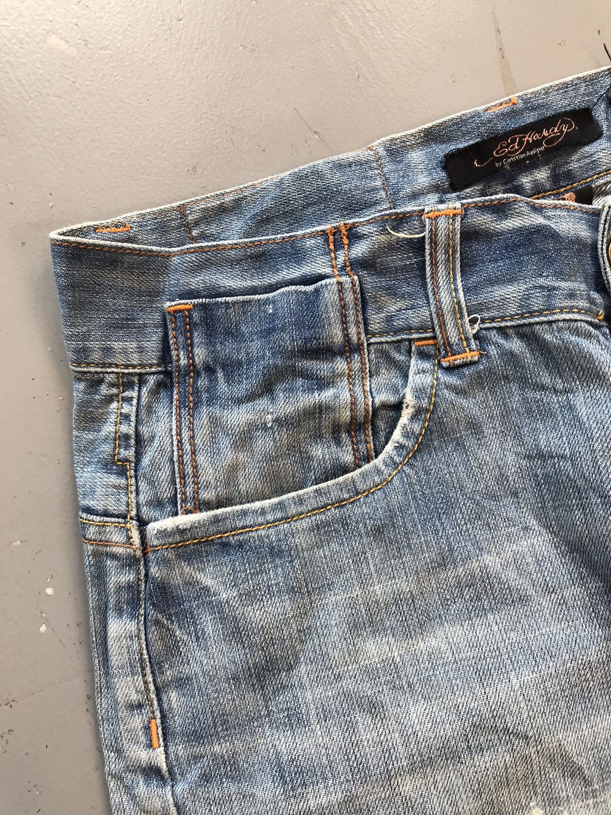 Ed Hardy × Vintage Vintage Edhardy distressed crazy embroidered denim Size US 32 / EU 48 - 6 Thumbnail